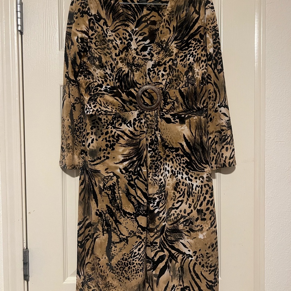 Glamour Black and Brown, animal Patterned Dress